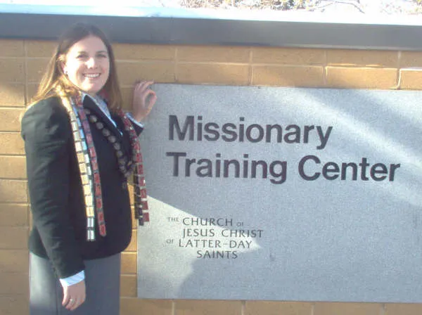 Kate standing beside the Missionary Training Center sign